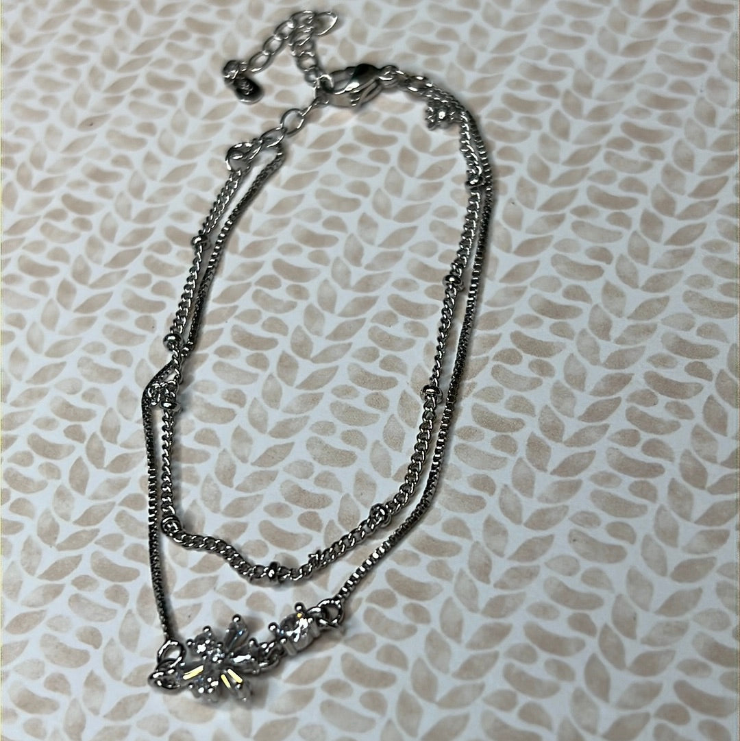 Cz Flower Double Bracelet
