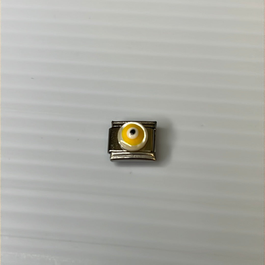 Yellow Evil Eye Italian Link Charm