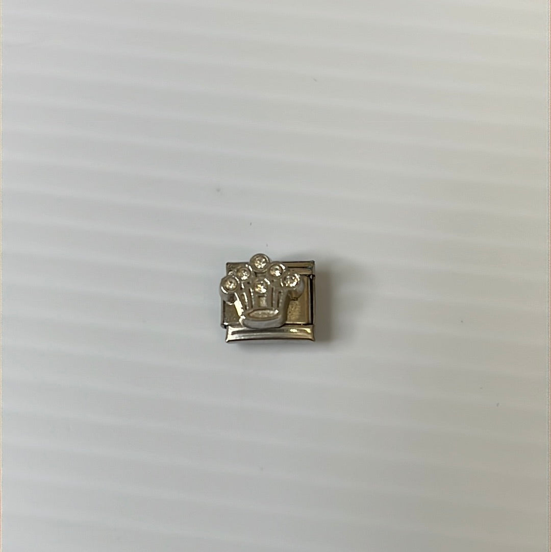 Crown Cz Italian Link Charm