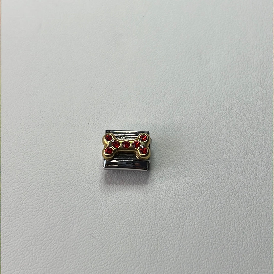 Cz Red Bone Italian Link Charm