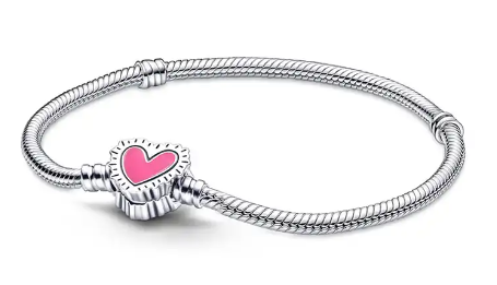 Pink Heart Snake Chain Bracelet