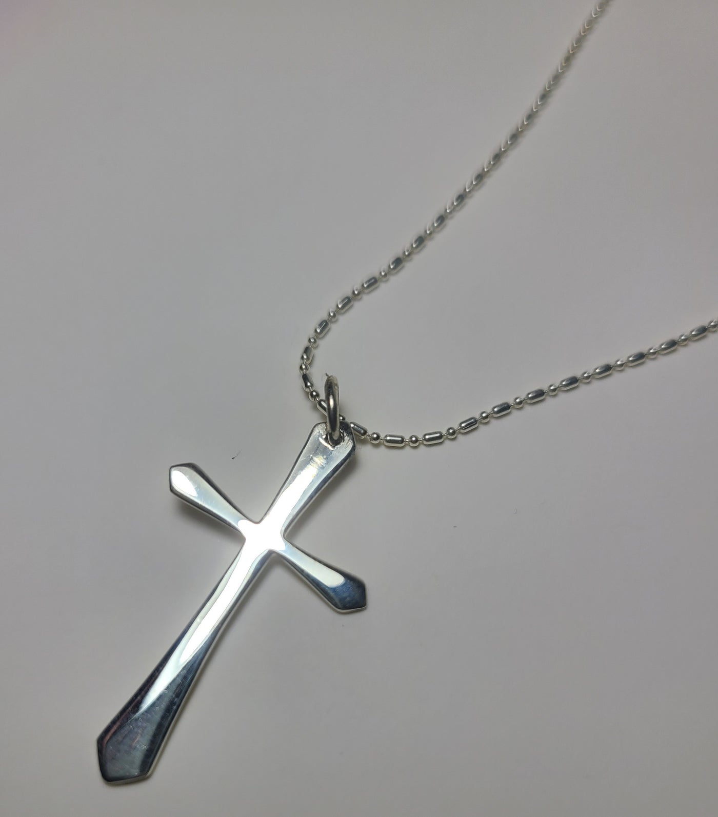 Flat Polished Cross Pendant Necklace in Sterling Silver .925