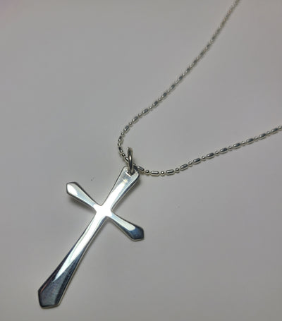 Flat Polished Cross Pendant Necklace in Sterling Silver .925