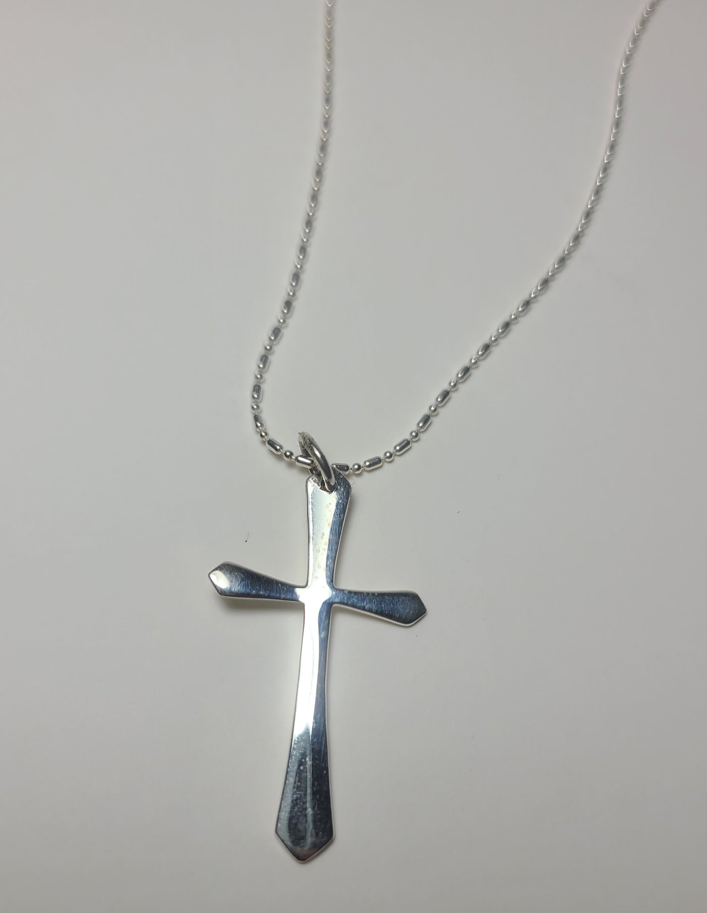 Flat Polished Cross Pendant Necklace in Sterling Silver .925
