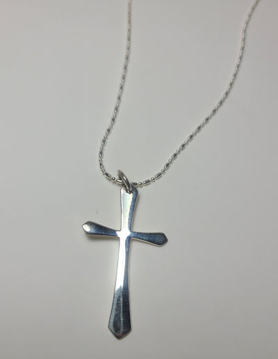 Flat Polished Cross Pendant Necklace in Sterling Silver .925