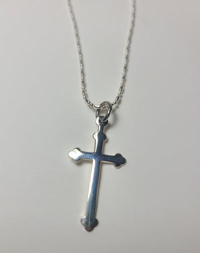 Flat Cross Pendant Necklace in Sterling Silver .925