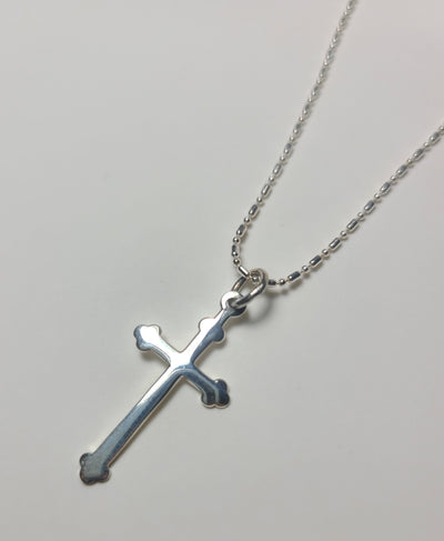 Flat Cross Pendant Necklace in Sterling Silver .925