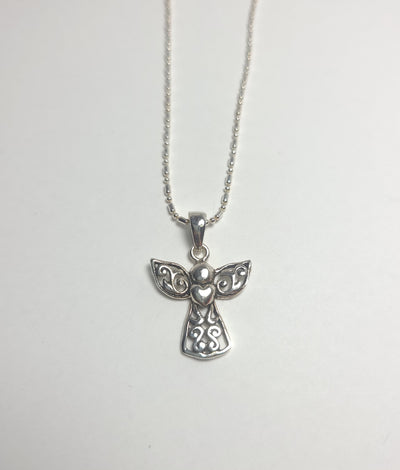 Guardian Angel of Love .925 Sterling Silver Pendant Necklace