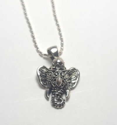 Luck Elephant Trunk Nose Pendant Necklace in Sterling Silver .925