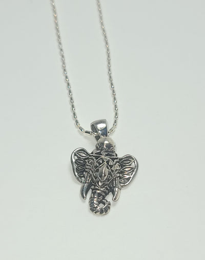 Luck Elephant Trunk Nose Pendant Necklace in Sterling Silver .925