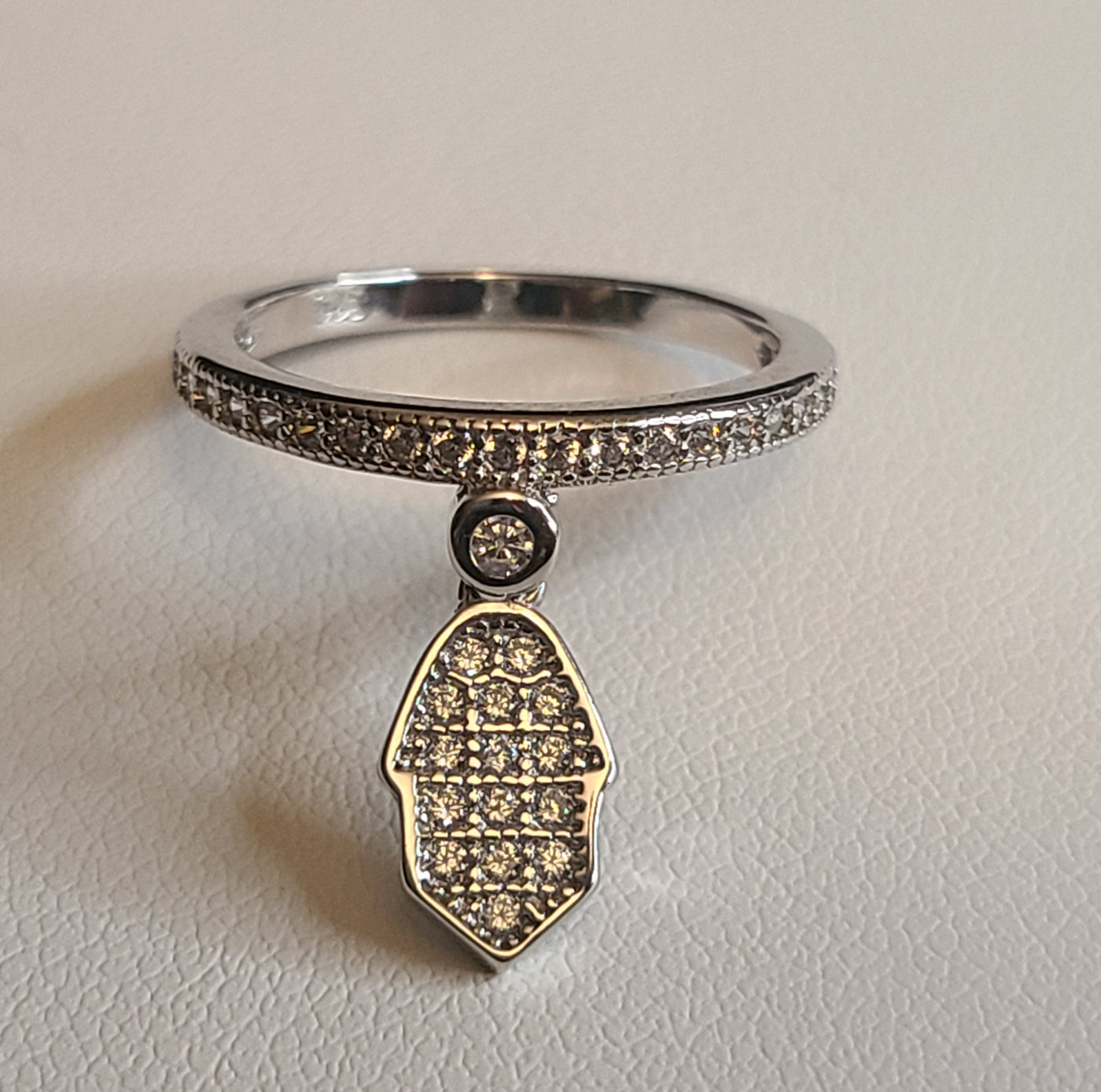 Hamsa dangle Cz Ring