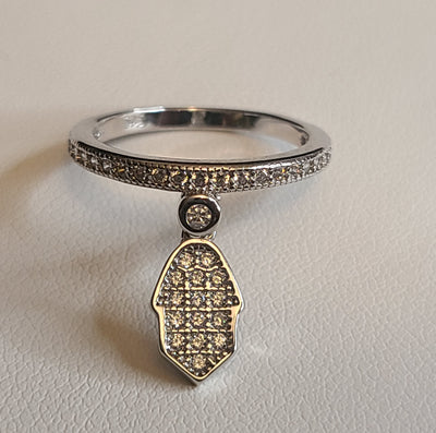 Hamsa dangle Cz Ring