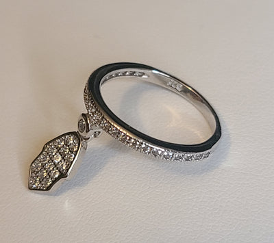 Hamsa dangle Cz Ring