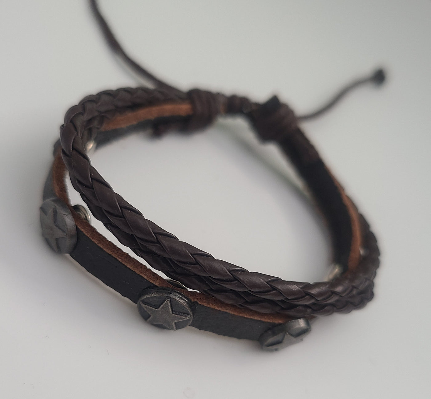 Star Light Brown Leather Bracelet