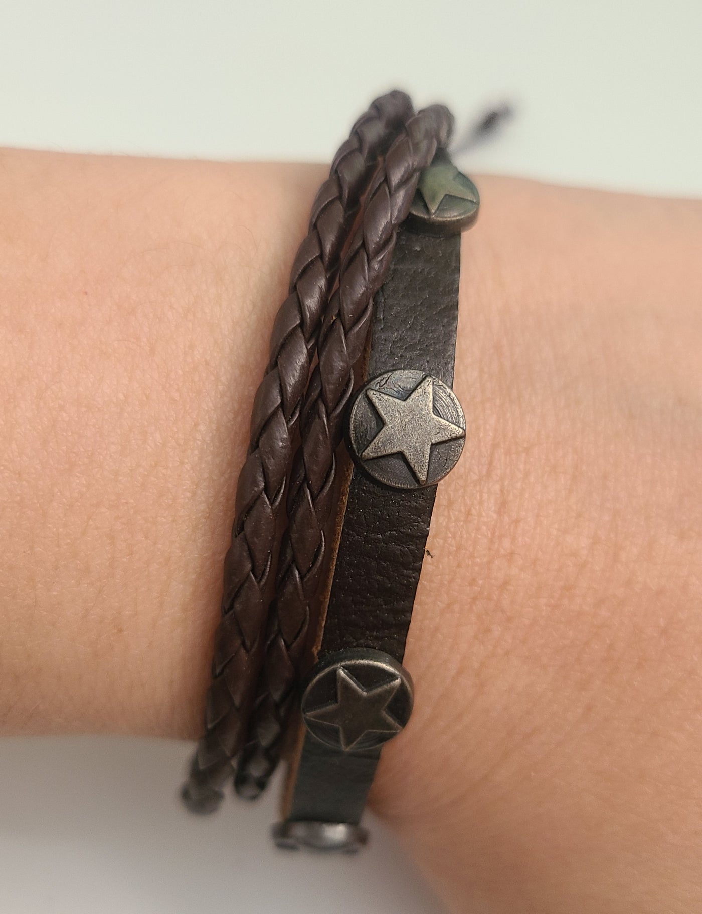 Star Light Brown Leather Bracelet
