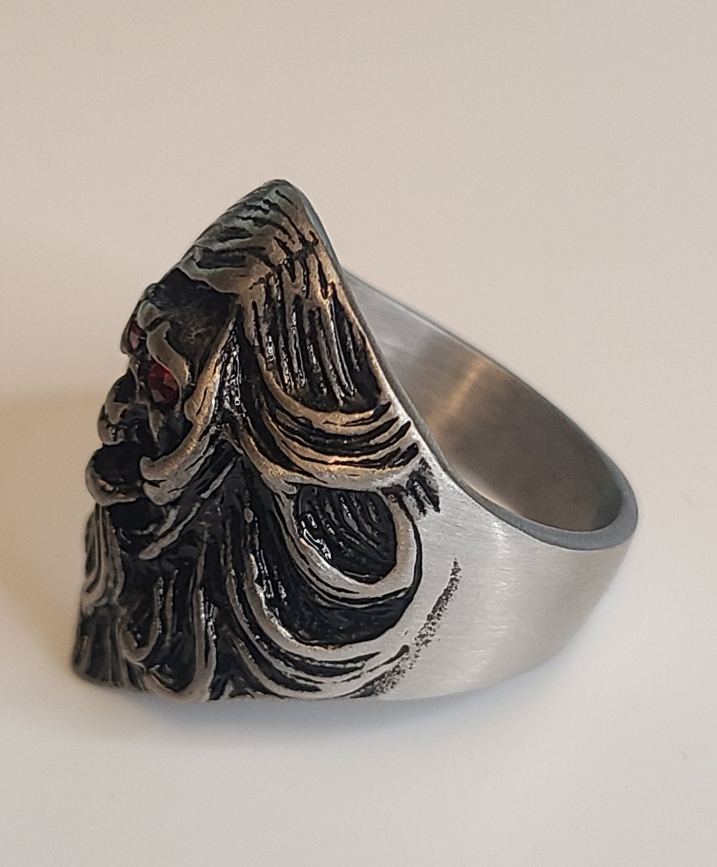 Red Cz Skull Ring
