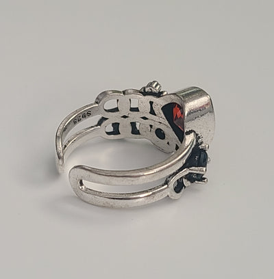 Red & Green Cz Adjustable Ring