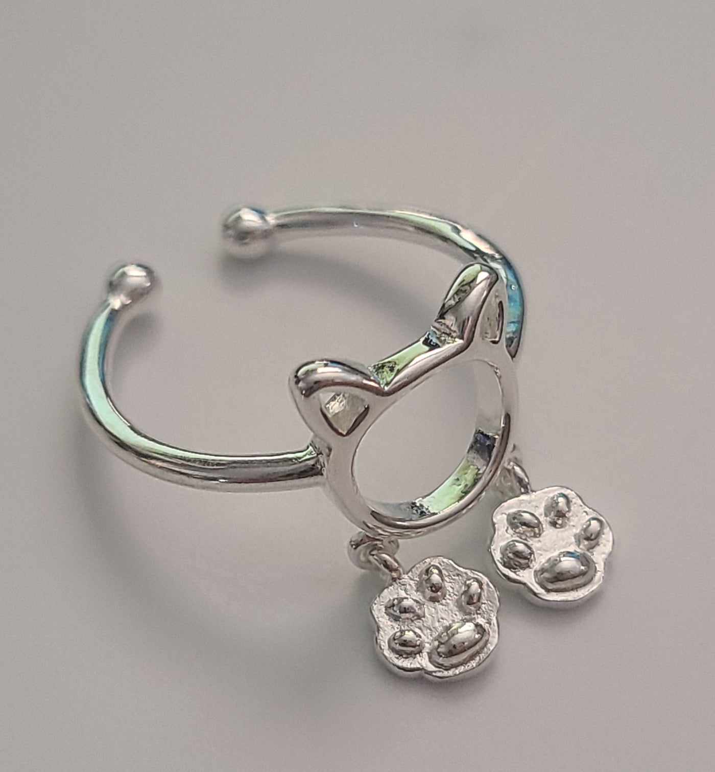 Dangle Kitty Paws Adjustable Ring