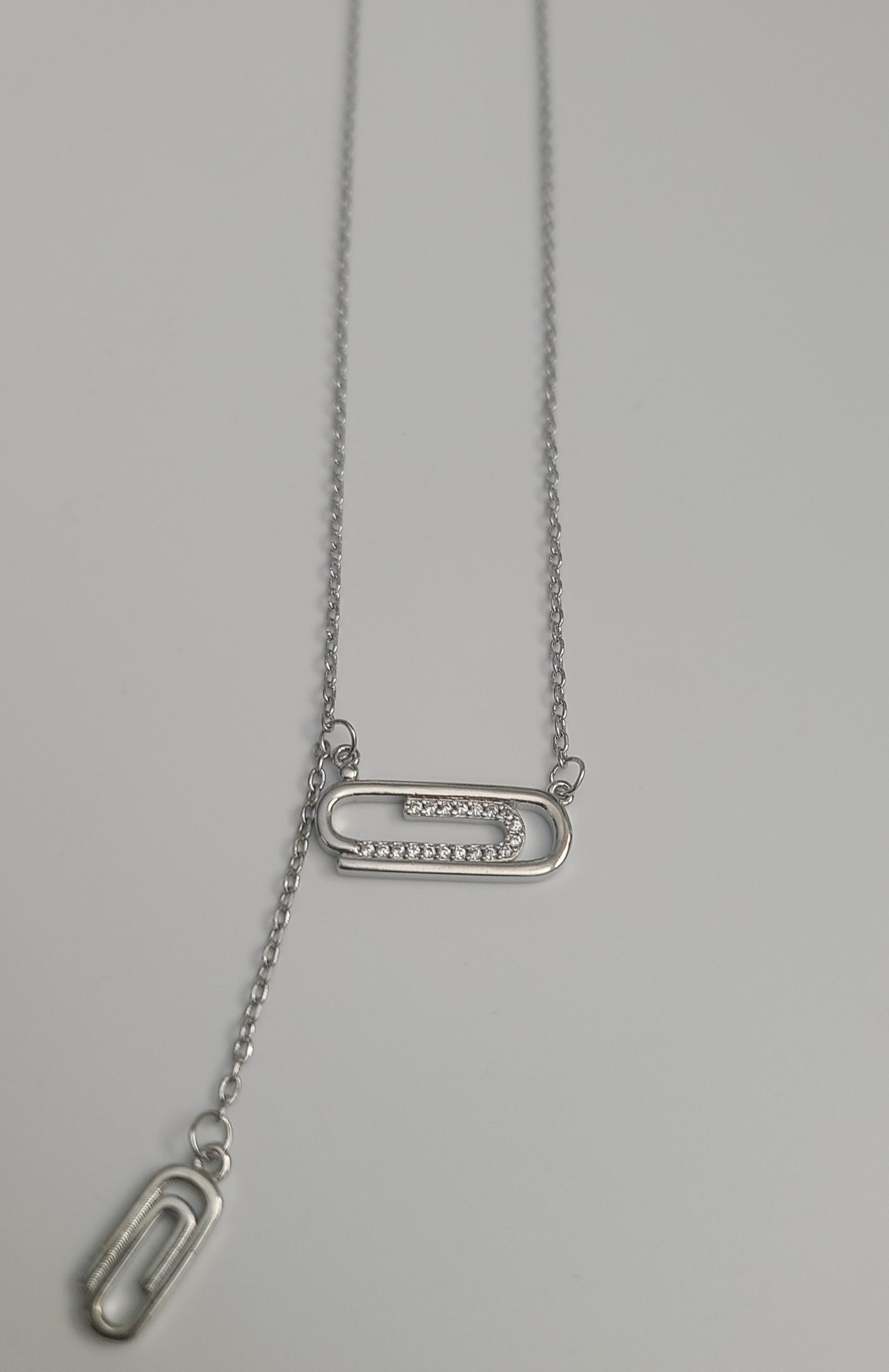 Cz Paper Clip Necklace