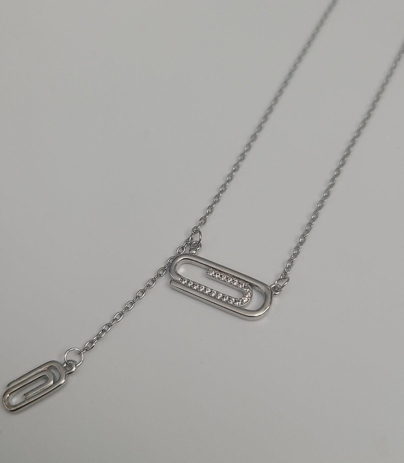 Cz Paper Clip Necklace