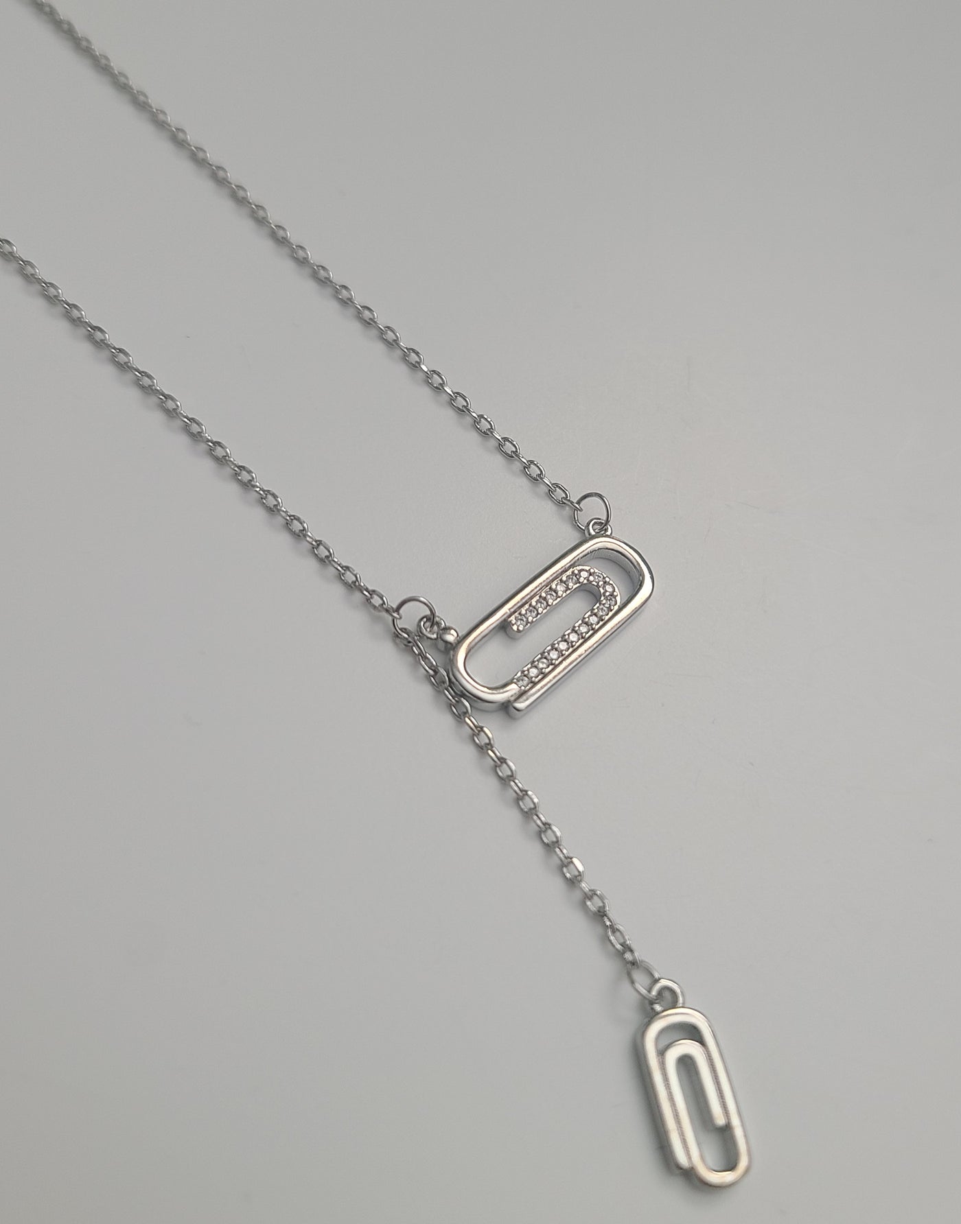 Cz Paper Clip Necklace