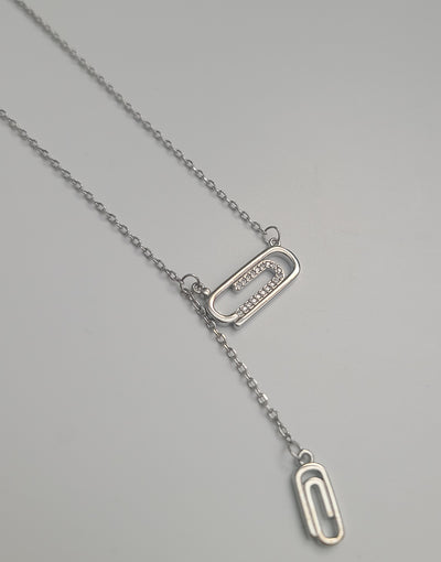 Cz Paper Clip Necklace