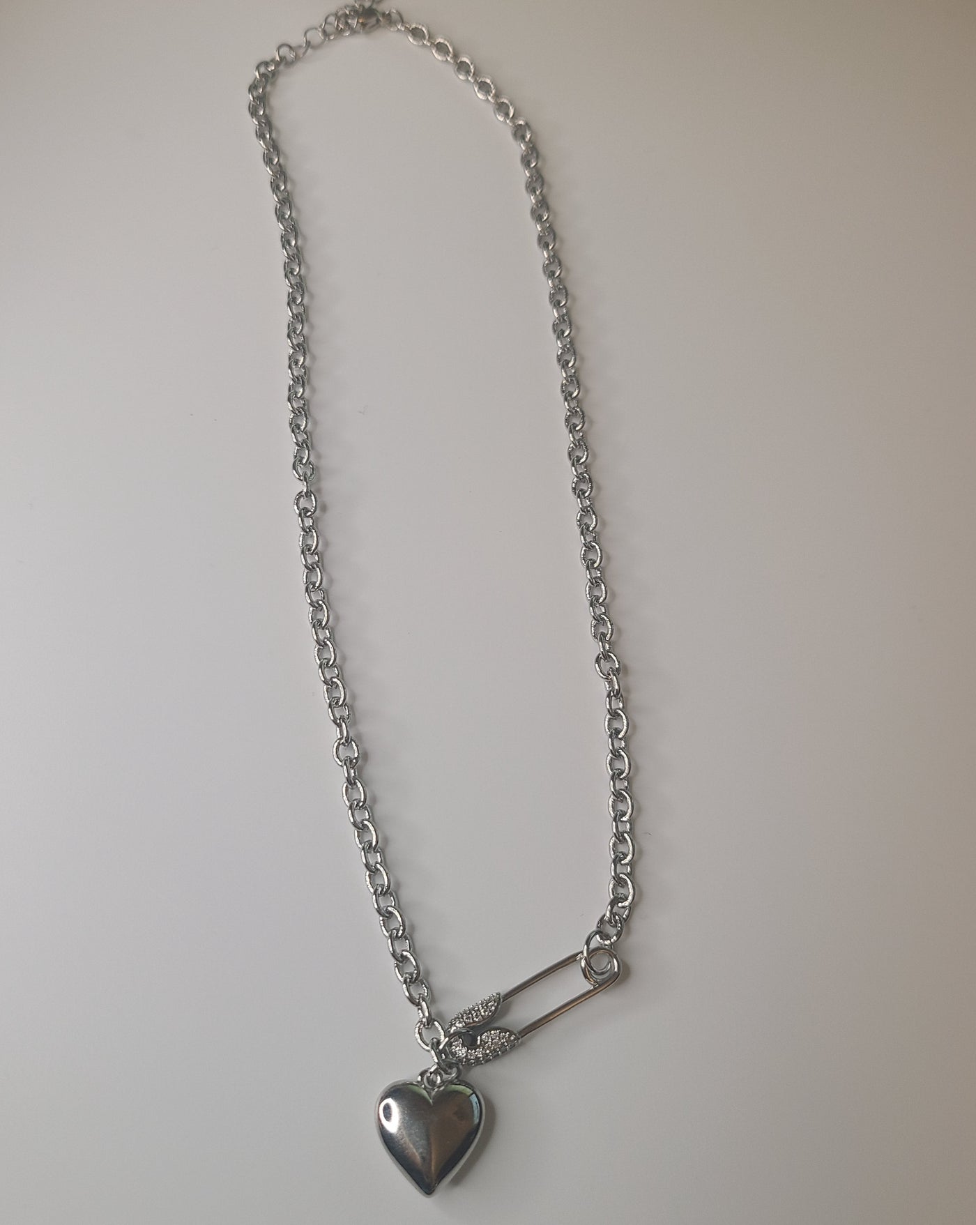 Paper Clip with Heart Necklace