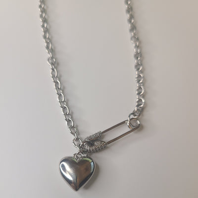 Paper Clip with Heart Necklace