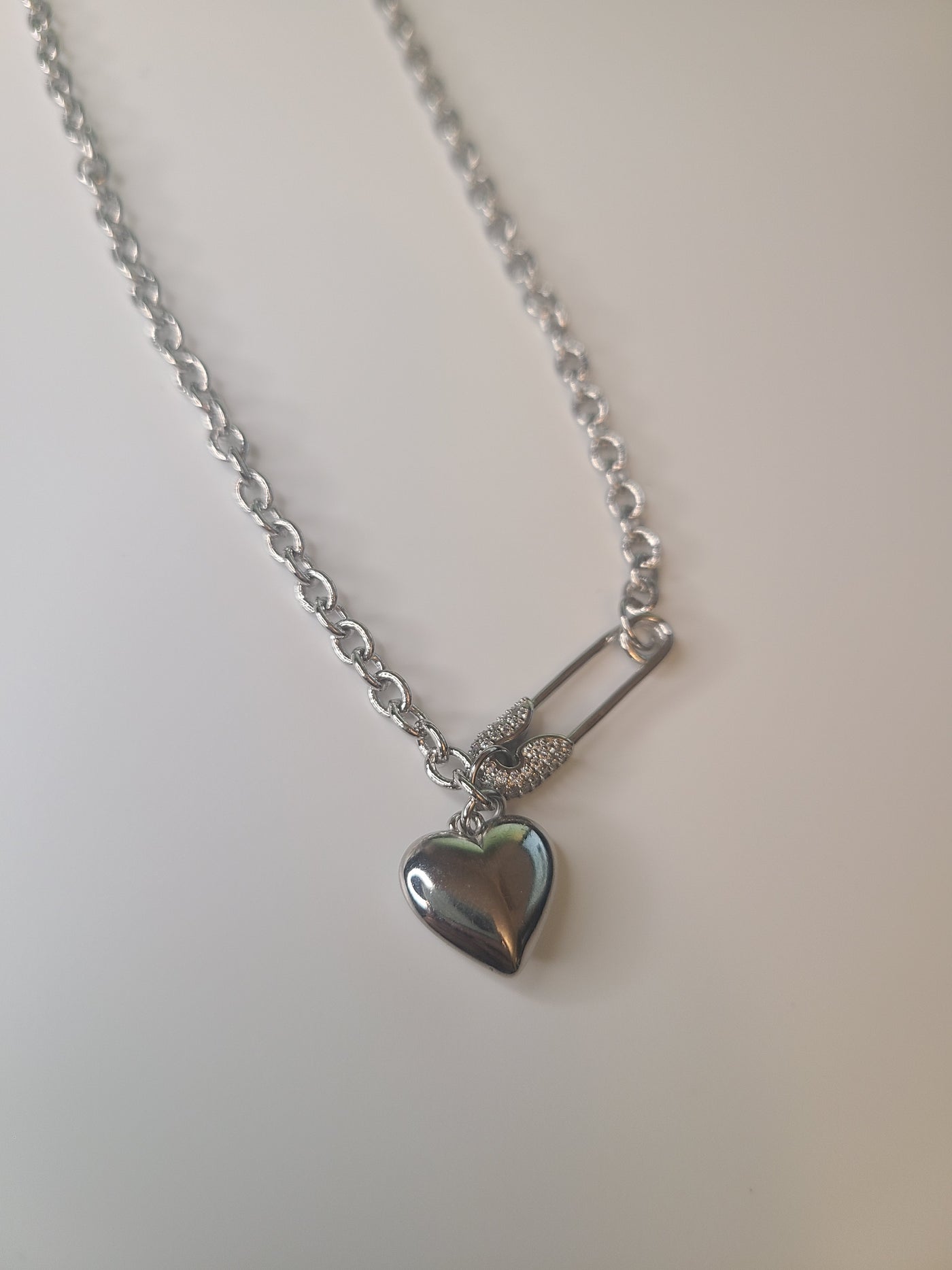 Paper Clip with Heart Necklace