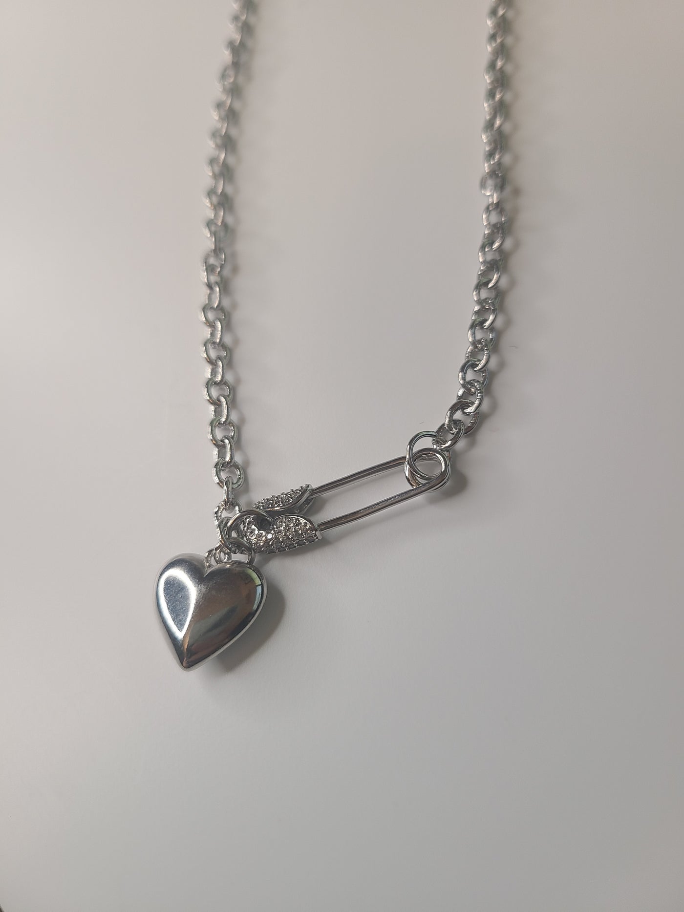 Paper Clip with Heart Necklace