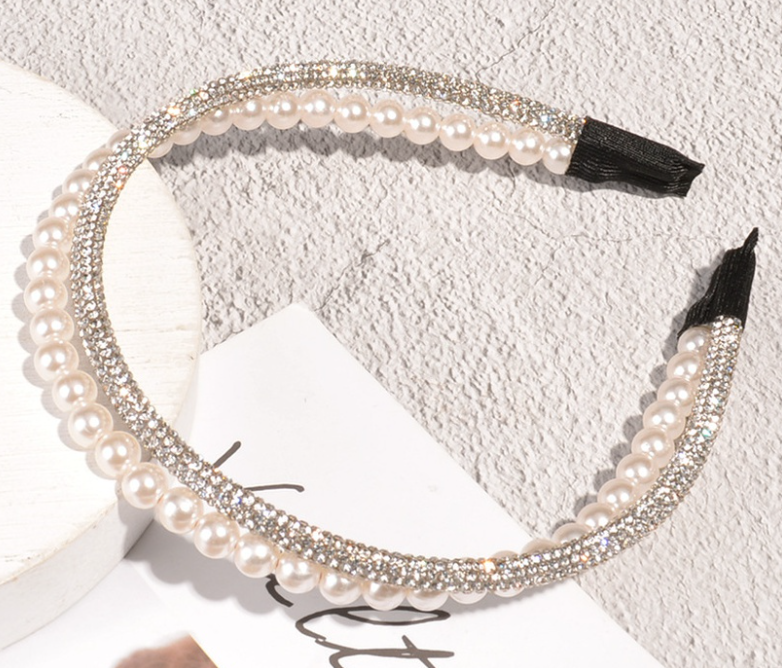 Retro Pearl Rhinestone Headband