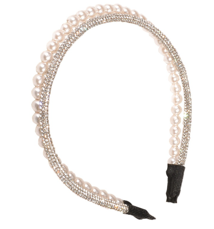 Retro Pearl Rhinestone Headband