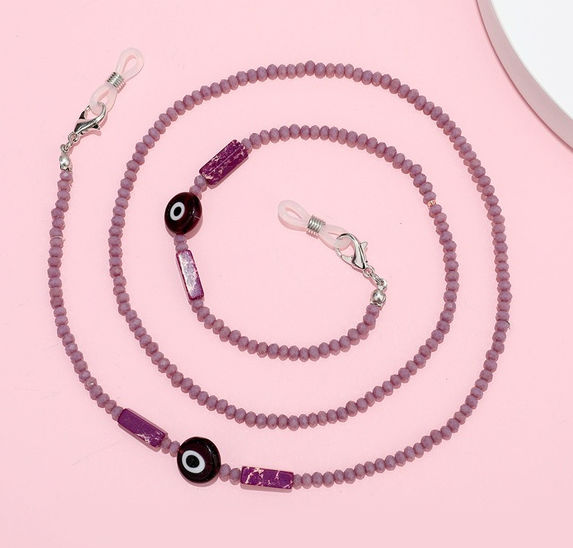 Purple Eyes Rectangular Bar Retro Acrylic Color Mask Devils Eye Glasses Chain