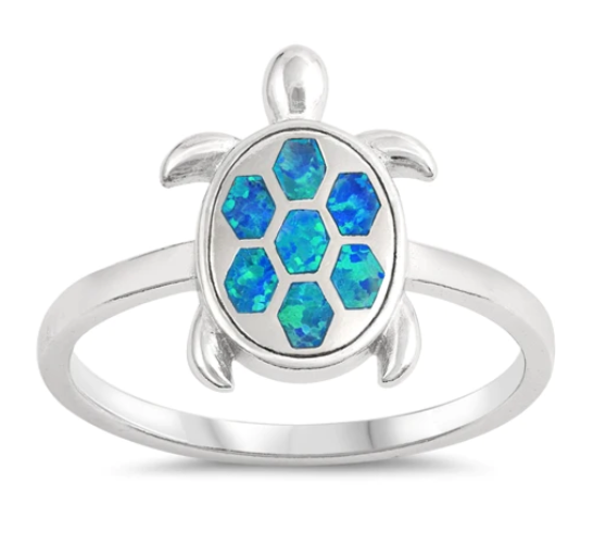 Blue Opal Turtle Ring
