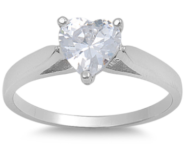 CZ Heart Solitaire Ring