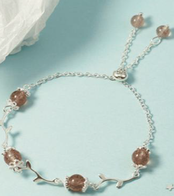Rose Stone w/Leaf Bracelet