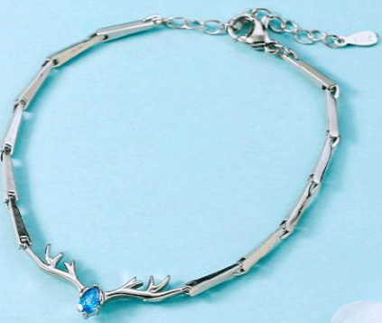 Deer Horns Blue CZ Bracelet