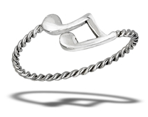 Sterling Silver Whimsical Musical Note Ring With Braided Shank