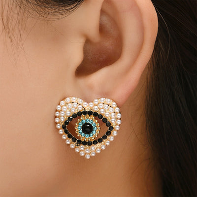 Heart shaped Hollow Devils Eye Earrings