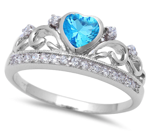 Rose Blue Topaz & White CZ Ring