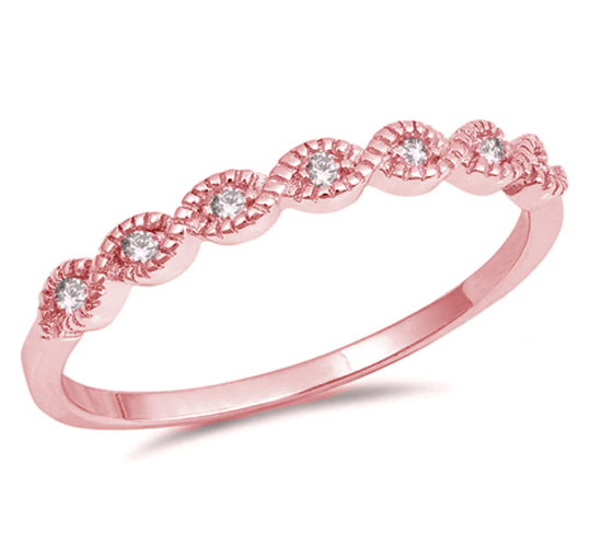 Rose Gold Plated Eye Infinity Cubic Zirconia Twisted Prong Ring