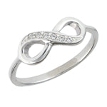 Sterling Silver Infinity Ring with White Crystal