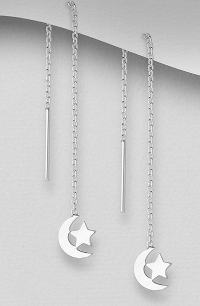 Moon and Threader Earrings