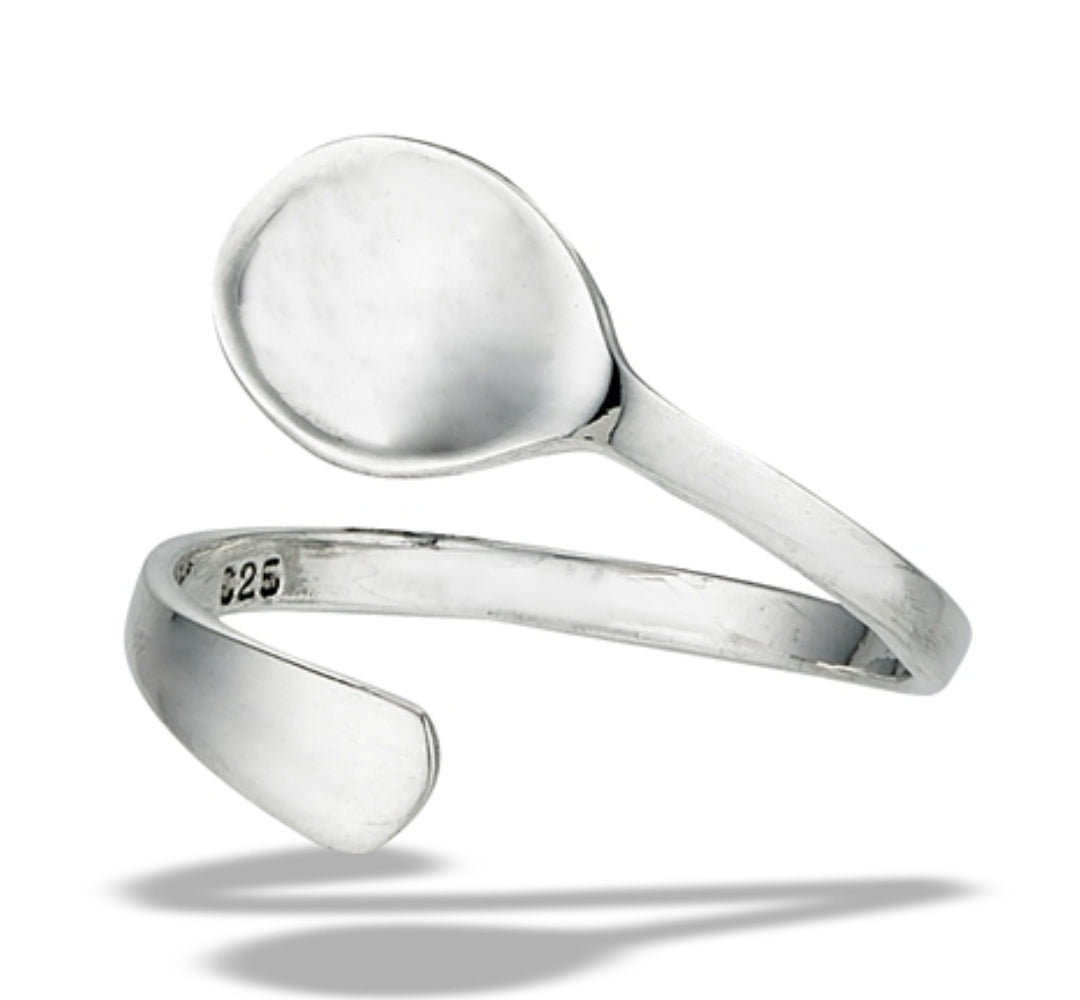 Sterling Silver High Polish Adjustable Spoon Ring