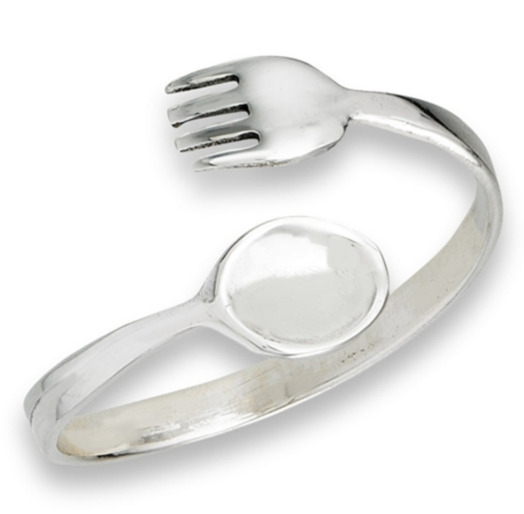 Sterling Silver Fork and Spoon Adjustable Ring