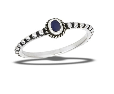 Beaded And Braided Bali Style Synthetic Lapis Ring