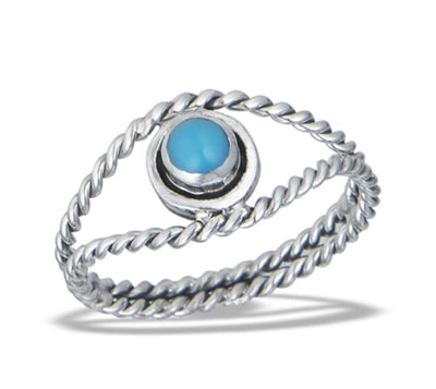 Synthetic Turquoise Ring With Double Braided Shank