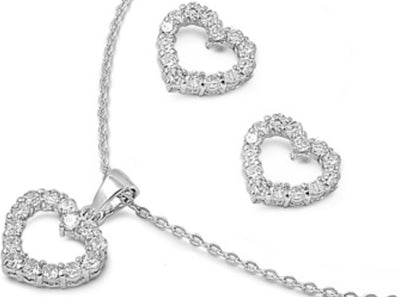 Heart Set Necklace w/CZ