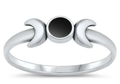 Silver Black Stone Ring