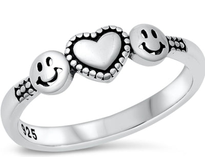 Happy Face & Heart Ring